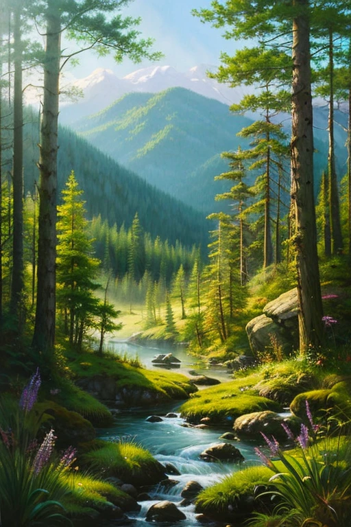 highest quality、Landscape painting、Deep in the forest、Lush