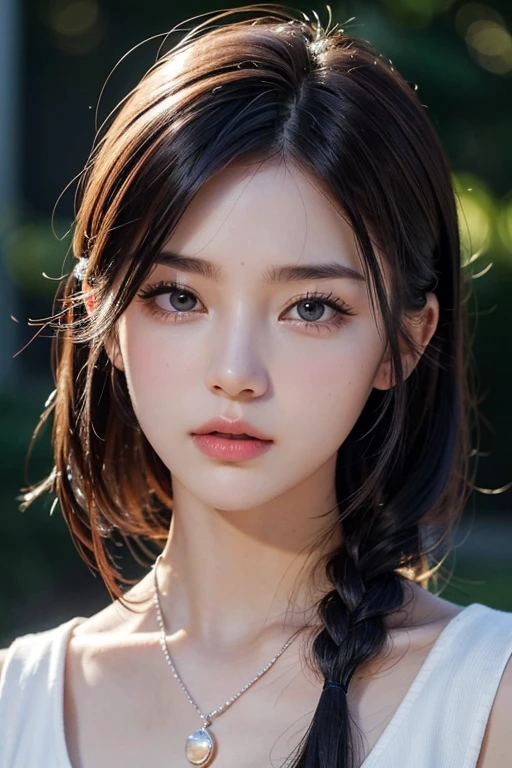 master piece,highest quality,High resolution,8K,(sports late),(Avatar close up),(RAW photo),real photos,digital photography,(female president),( Female Professionals),20 year old girl,random hairstyles,Red eyes and blue gradient hair),serious and persistent,cleavage, accessories,please keep your mouth shut,elegant and attractive,serious and arrogant,calm and handsome,(white woman'business wear),photo pose,realistic style,gray world background,oc rendering reflection texture