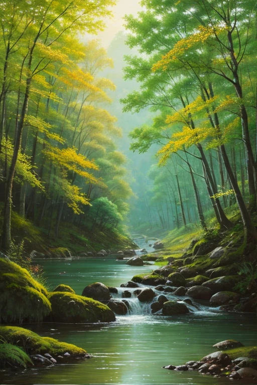 highest quality、Landscape painting、Deep in the forest、Lush
