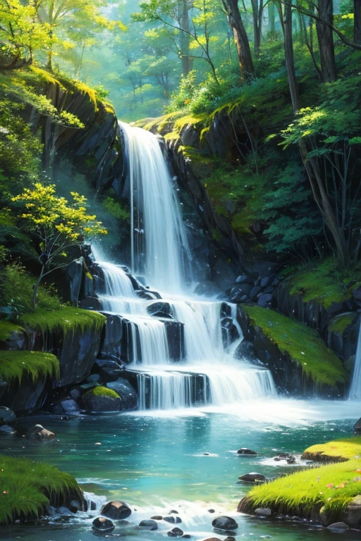 highest quality、Landscape painting、Deep in the forest、Lush