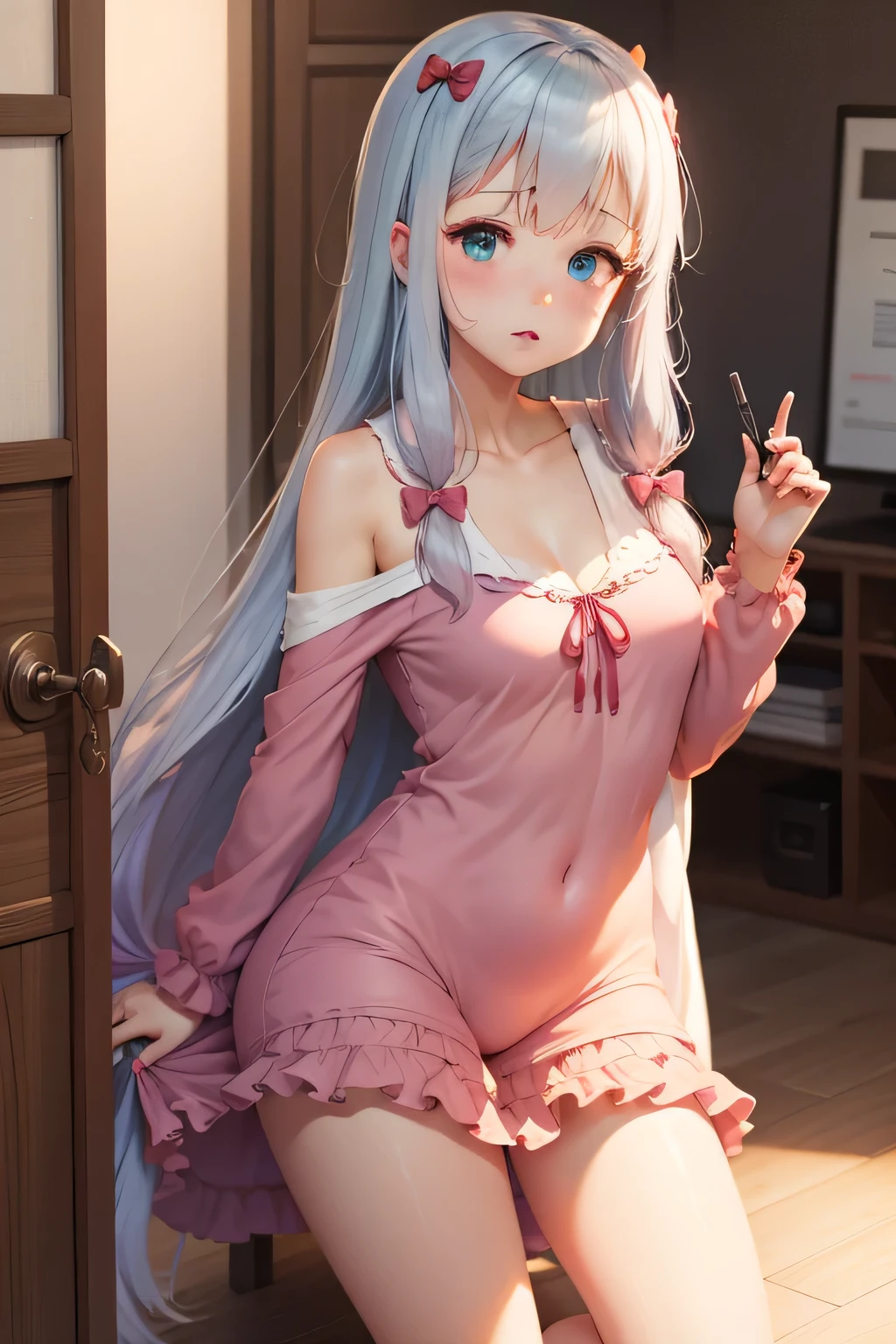 Anime girl lying on bed，Long hair purple tattered dress, seductive anime girls, beautiful and seductive anime woman, Smooth anime CG art, Beautiful anime girl, Perfect white haired girl, Beautiful anime woman, cute anime waifu in a nice dress, Anime girl with long hair, Anime goddess, perfect android girl, from girls frontline, 3D anime girl
U