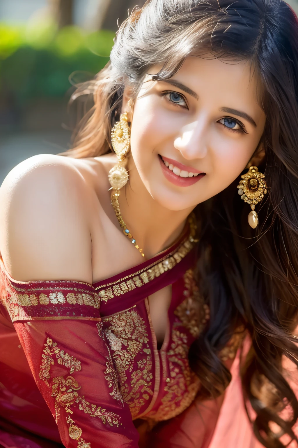Wear bandhani anarkali dress sitting, gorgeous royal, ((Katrina kaif:1.2)), jewellery, gem, necklace, gold bracelet, anklets, thick lips, skindentation, parted lips, ulzzang-6500-v1.1, portrait of a beautiful Indian woman, From Golden Skin, 27 years old, Pretty woman, Indian model, (in long anarkali dress) (Slim abdomen), (Perfect slim figure), (Dynamic pose), Solo, ((open crotch)), (((bare ass))), (Slim:1.1), 1 woman, (Full figure:0.9), Beautifully detailed sky, sunny day, Mumbai city, On the street, detailed Mumbai street, Indian clothes,(( long sleeve dress)), ((long red anarkali dress)), medium hair, smile, closed mouth, lips, Long red anarkali dress covered with full body, detailed beautiful round eyes, Indian women, Asian women, Beautiful face, photorealistic, rim lighting, two-tone lighting, gold bracelet, thick lips, indentation, parted lips, (detailed eyes), light blonde hair, blue eye, details still clear, honey-coloured, fluffy turned, HDR, shallow depth of field, broad light, backlighting, bloom, light sparkles, chromatic aberration, sharp focus, Nikon Z 85mm, unparalleled masterpiece, ultra-realistic 8k photos, best quality masterpiece, best quality, (photorealistic:1.2), (realistic:1.5), (hyperrealistic:1.2),(photorealistic face:1.2), (close up:1.6), (light blonde hair), (blue eyes), ((big cheeks)), (beautiful face:1.8), (detailed face:1.6), (medium breast:1.2), (detailed bright eyes:1.5), (eyelashes:1.4), (smiling:1.3), (detailed long black hair), (long red anarkali dress:1.5), (narrow waist:1.5), (thigh: 1.5), (realistic human skin:1.6), (full curvy body) (detailed eyes), (seductive pose), (detailed facial features), (detailed clothes features), (necklace), (earrings), (bracelet), ( Long red bandhani anarkali dress), (Photorealistic:1.4), (High Quality: 1.2), Raw photo, (Perfect body shape), Uniform, Deep shadows, Unobtrusive, Cold light 12000K,