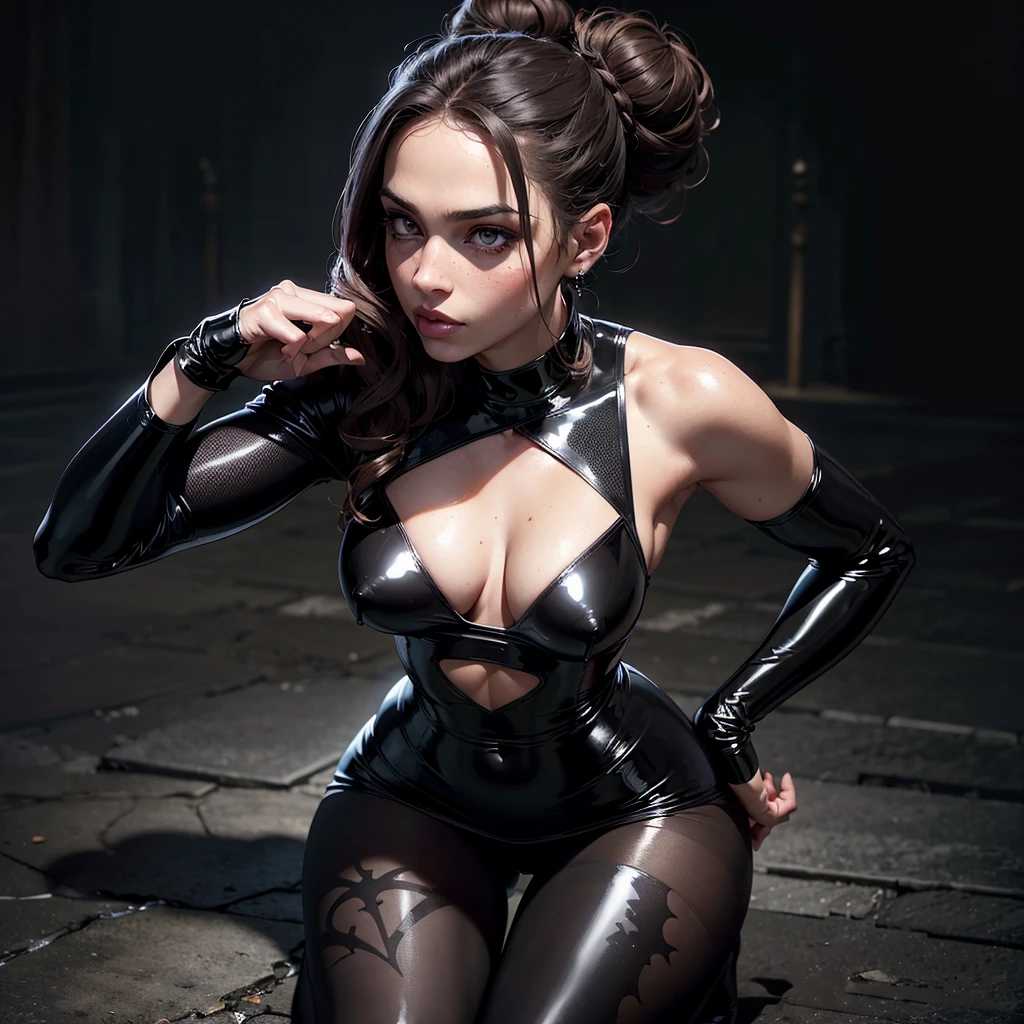 (best quality, 4k, 8k, highres, masterpiece:1.2), ultra-detailed, (realistic,photorealistic,photo-realistic:1.37), gorgeous light skin black woman, vampire, seductive gaze, gothic background, sensual beauty, gothic fashion, ripped black gothic miniskirt, torn clothes, (((patterned pantyhose))), (((small breasts))),dark colors, moody lighting, full body pose, (((crawling on knees))), (((full hips))),unity 4k,PECHOS CAIDOS GRANDES,((big bun hair, grande y grande)),delineado de ojos negro fuerte,((latex dress)))（latex bra）,(escote:1.2), hermosos ojos detallados, Luz en la cara, ((Toma de cuerpo completo)), Luz particularmente fuerte, grueso ponytail, piernas grandes y largas y bien formadas, mirando al espectador, pelo rubio, ojos grises, joyas, cuerpo completo, cuello, fuera del hombro, sweater, labios, realista, nariz, Flirt with the camera, de cerca, realismo, ojos detallados, pecas, (((ojos grises)))wet ,I&#39;M 15 years,todo el cuerpo,wearing tacones altos,de pie,usando un traje de conejito,,sonrisa coqueta,latex dress,(correct anatomy:1.3),(cuerpo completo:1.5),grueso, muslos regordetes,,una minifalda,(Mirando al espectador:1.4),, 8K, foto cruda, ((cuerpo completo photo)), (piel muy detallada: 1.2), (Expuesto: 1.5),sujetador de encaje sexy,(((liguero blanco))),(((bra white lace sexy))),