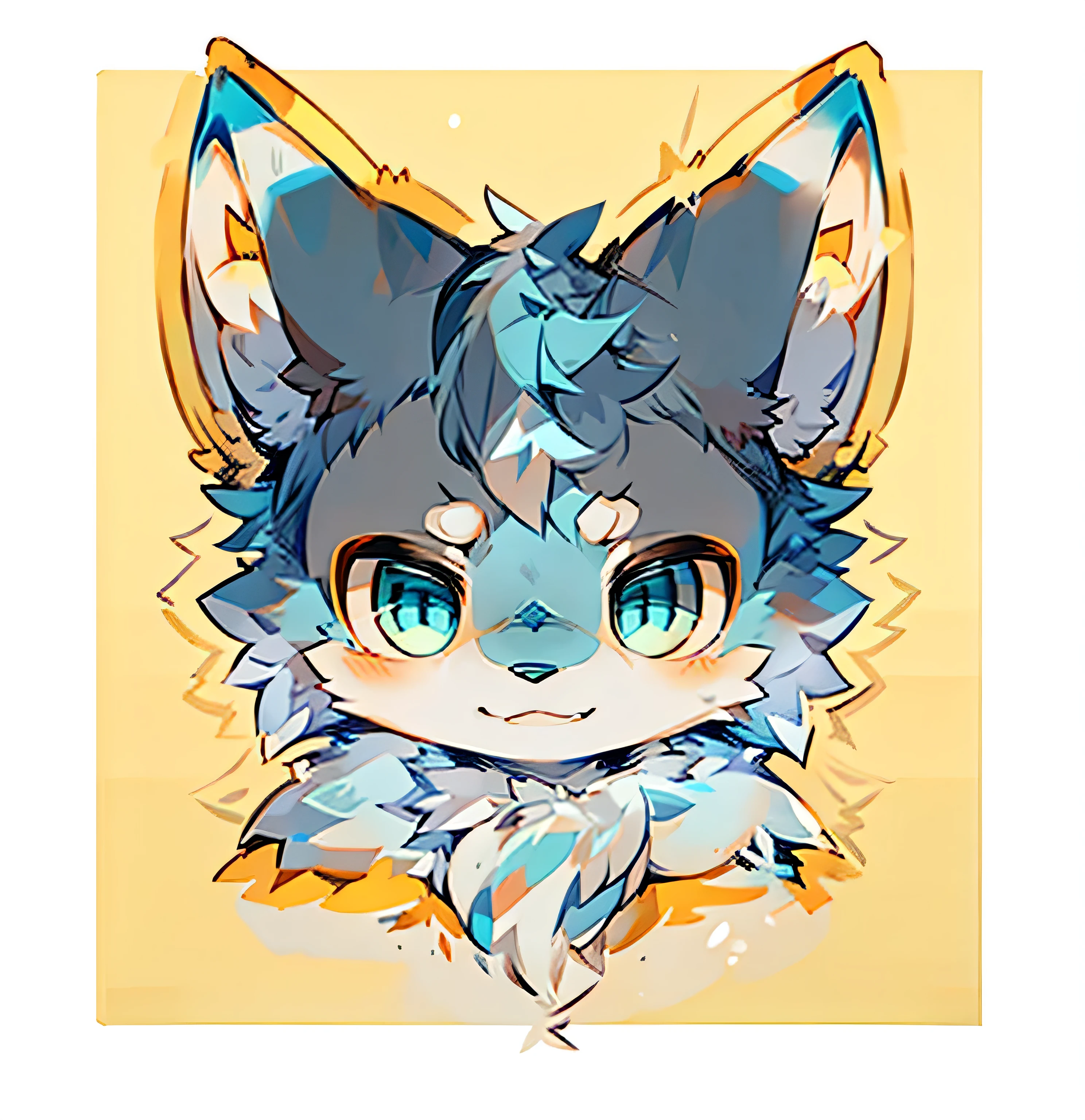 avatar，Little Wolf，All white and blue hair，cute