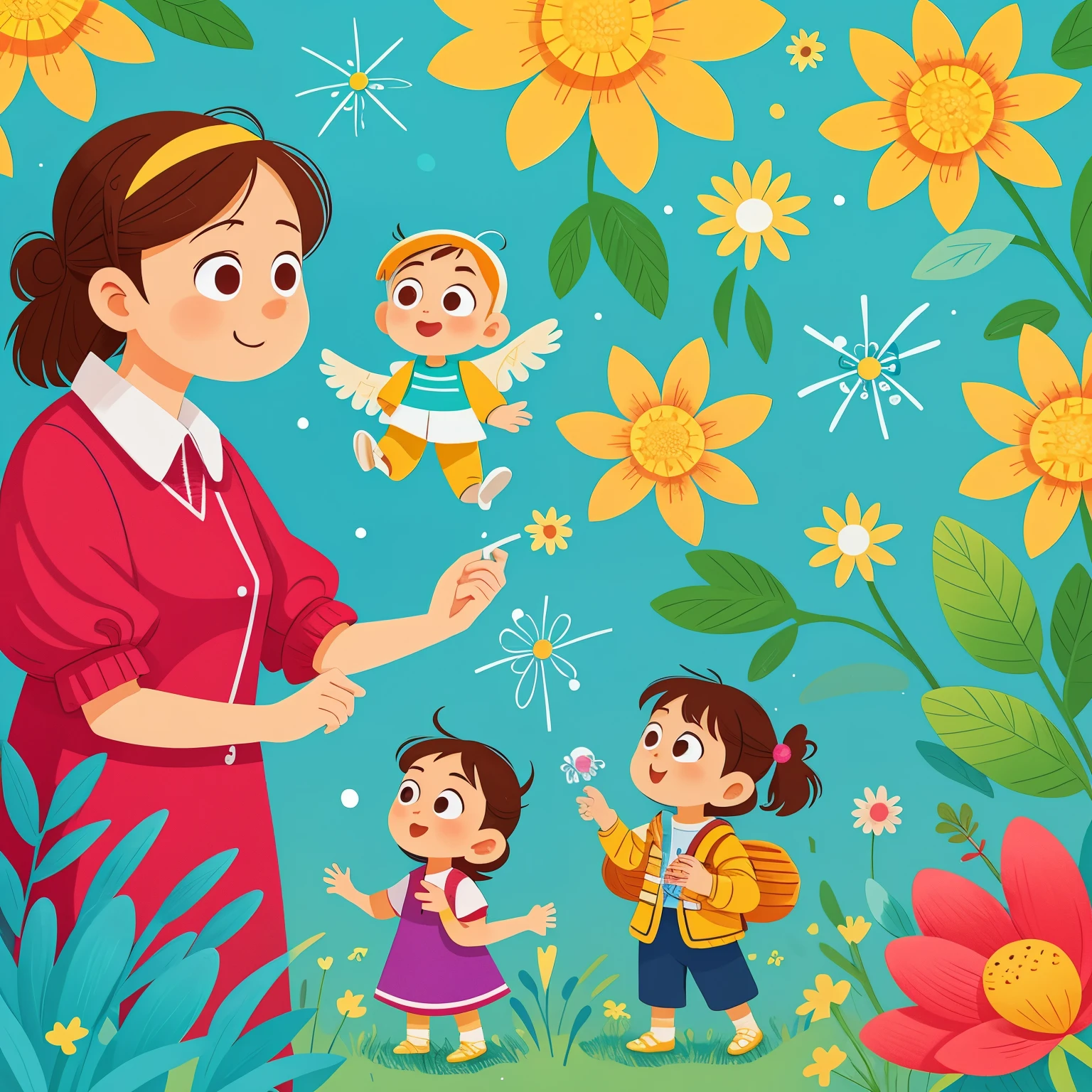 Imagery-rich immunization poster about influenza:
Showcasing the significance of the influenza vaccine through vivid and engaging visuals,
A serene scene of a world free from influenza, represented by a clear blue sky and healthy people mingling,
Comparison between a crowded sick bay filled with struggling individuals and an empty one after mass vaccination,
Gentle illustrations of a protective shield forming around a person after receiving the vaccine,
A close-up of the intricately designed influenza vaccine injected into a hand, surrounded by soothing colors,
A mother comforting her , both wearing smiley badges signifying their vaccination,
A calendar with overlapping