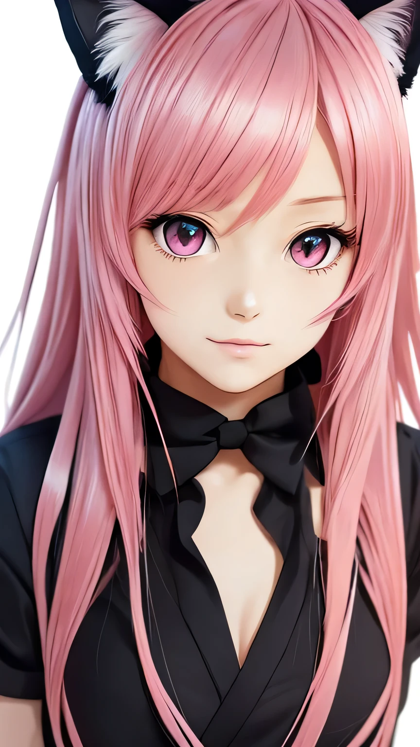 There is a woman with pink hair and cat ears., Very beautiful cute cat girl, Charming cat girl, Real life anime girls, Ultra realistic anime, beautiful Anime cat girl, Anime cat girl, Beautiful young cat girl, Very Beautiful Anime Cat Girl, Surreal , Enchanting anime girl, cute Anime cat girl, Cat ears anime girl、Full body