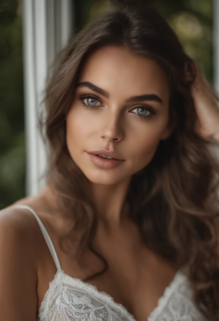 arafed femme pleinement , hispanic , fille sexy aux yeux verts, Portrait de Sophie Mudd, cheveux bruns et grands yeux, selfie d'une jeune femme, Yeux de chambre, Violette Myers, sans maquillage, Maquillage naturel, regarder directement la caméra, visage avec artgram, maquillage subtil, stunning tout le corps shot, Yeux verts perçants, bel angle, pose attrayante, Jolie fille, pose sexy, tout le corps picture, tout le corps, tout le corps naked exposed