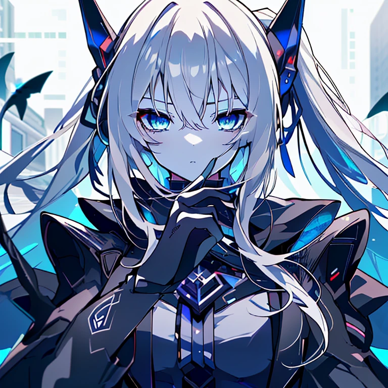 (High resolution,highest quality,masterpiece,Super detailed,Attention to detail,wonderful,)White Hair,Long Hair,ponytail,Blue Eyes,Sharp Eyes,Flawless,Cinema Lighting,Cool Beauty,Assassin,Take advantage of the darkness,City,Night view,Pointing the muzzle,Ready for battle,Black clothes,cool,Blue Butterfly,cyber punk,gorgeous,thought,