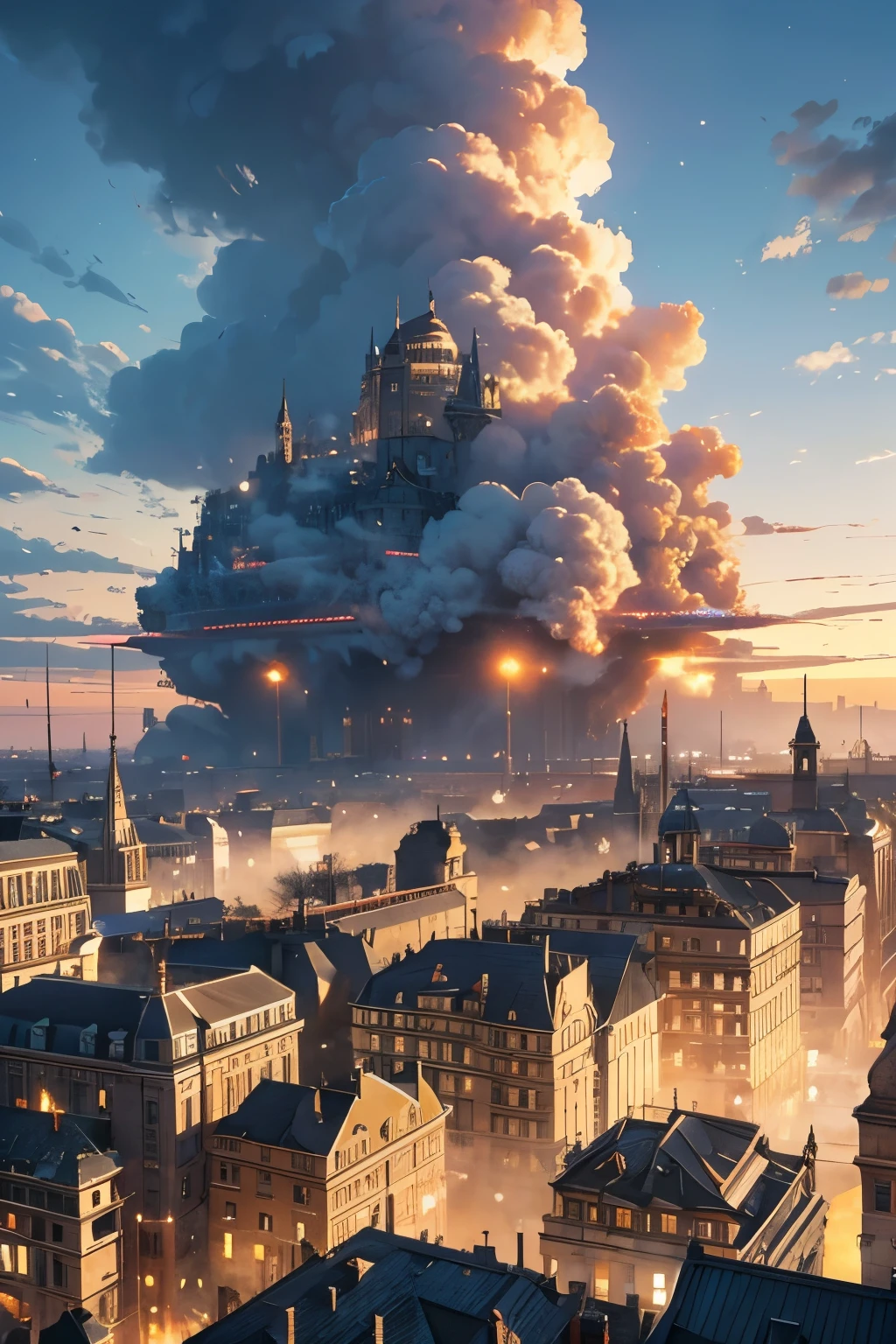 Masterpiece, top quality, 16K UHD,
Captured from the sky,
Steam city landscape, intricately detailed buildings, steam rising from the rooftops,
View with Canon R5 camera, 70-200mm lens,
Cinematographic light, 8K resolution,
Sharp focus on every architectural detail,
Highly detailed textures and structures,
Steam billowing in the foreground, adding depth and dimension,
Perfectly rendered colors and tones,
Realistic depiction of the cityscape,
Sense of vibrancy and energy in every pixel.