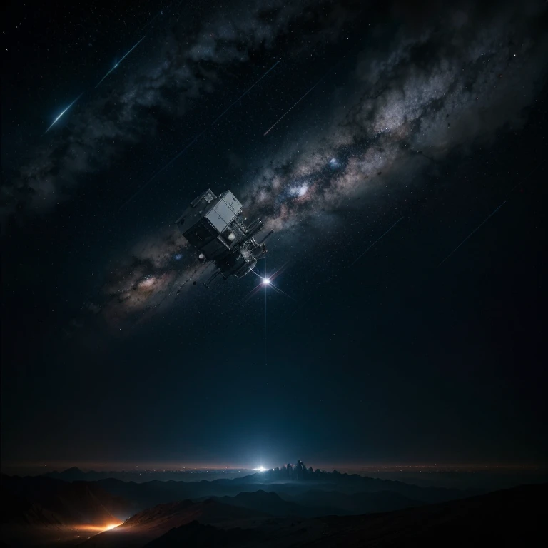 Deep space, rare stars 🌌, space orbital station Rosi, Starships ,flame from nozzles, realistically, professional photo 📷