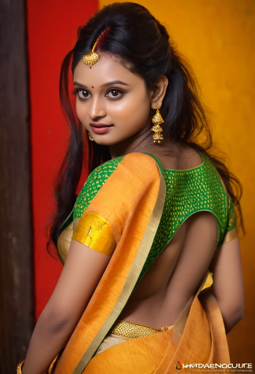 (best quality,4k,8k,highres,masterpiece:1.2),ultra-detailed,(realistic,photorealistic,photo-realistic:1.37),hot kerala girl in studio,20 years old,sexy wedding saree,firm breast,sexy ass,hourglass figure,slim body, honeymoon mood,sexy eyes,beautiful detailed lips,longeyelashes,medium breast,fit body,vivid colors,studio lighting,sharp focus,physically-based rendering,ultra-fine painting,professional,palette of warm tones,hints of gold,soft and sensual lighting