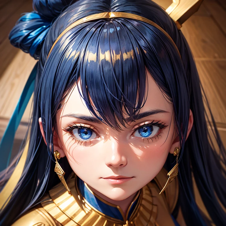 Close-up of dark blue wood grained face with gold streaks, in the style of photography, in the style of cinematic :: wood grained face, blue ::--v 6.0 --style raw --ar 5:7 --s 130