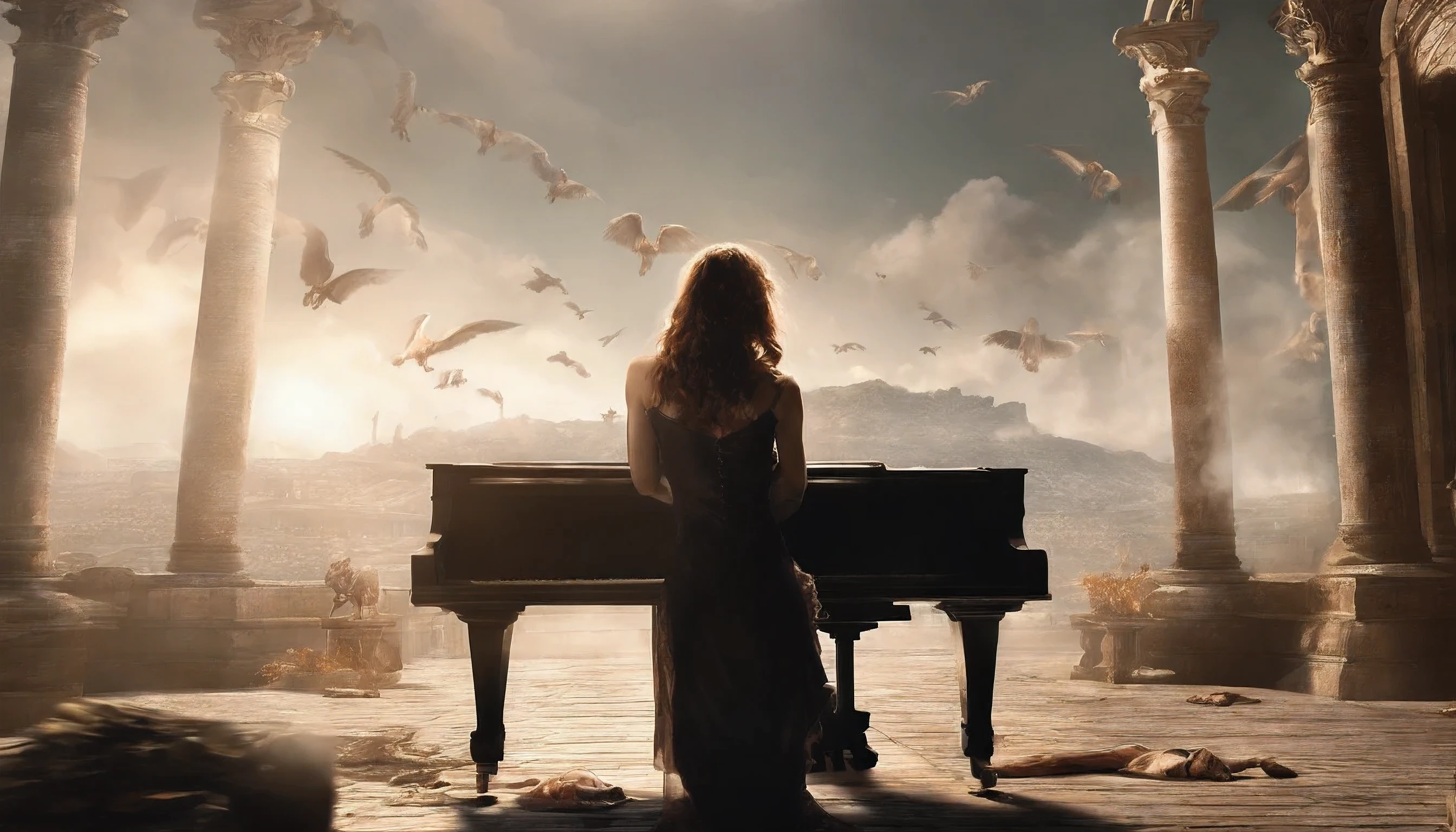 You are my king amazing love. Scene portrays a female playing piano with shadows and demons trying to get here but there’s a halo over me protecting me.