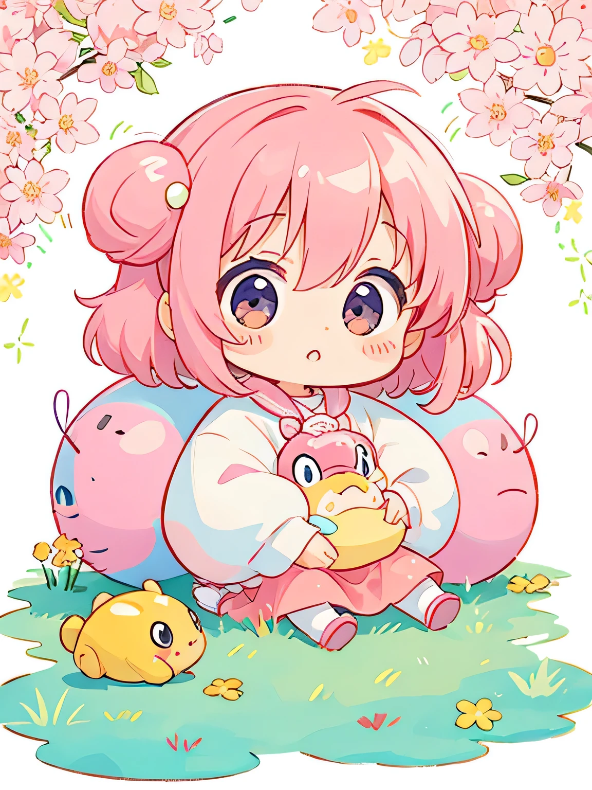 Momoko Sakura style, Kawaii Design, Chibi, lovely colorful baby pillbug