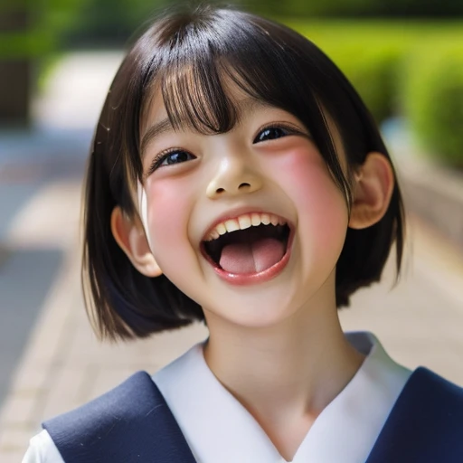 Japanese,,,Summer clothes,Sailor suit,Upper Body,Turn to the side,Look up,Please open your mouth wide,Sticking out tongue,cute,