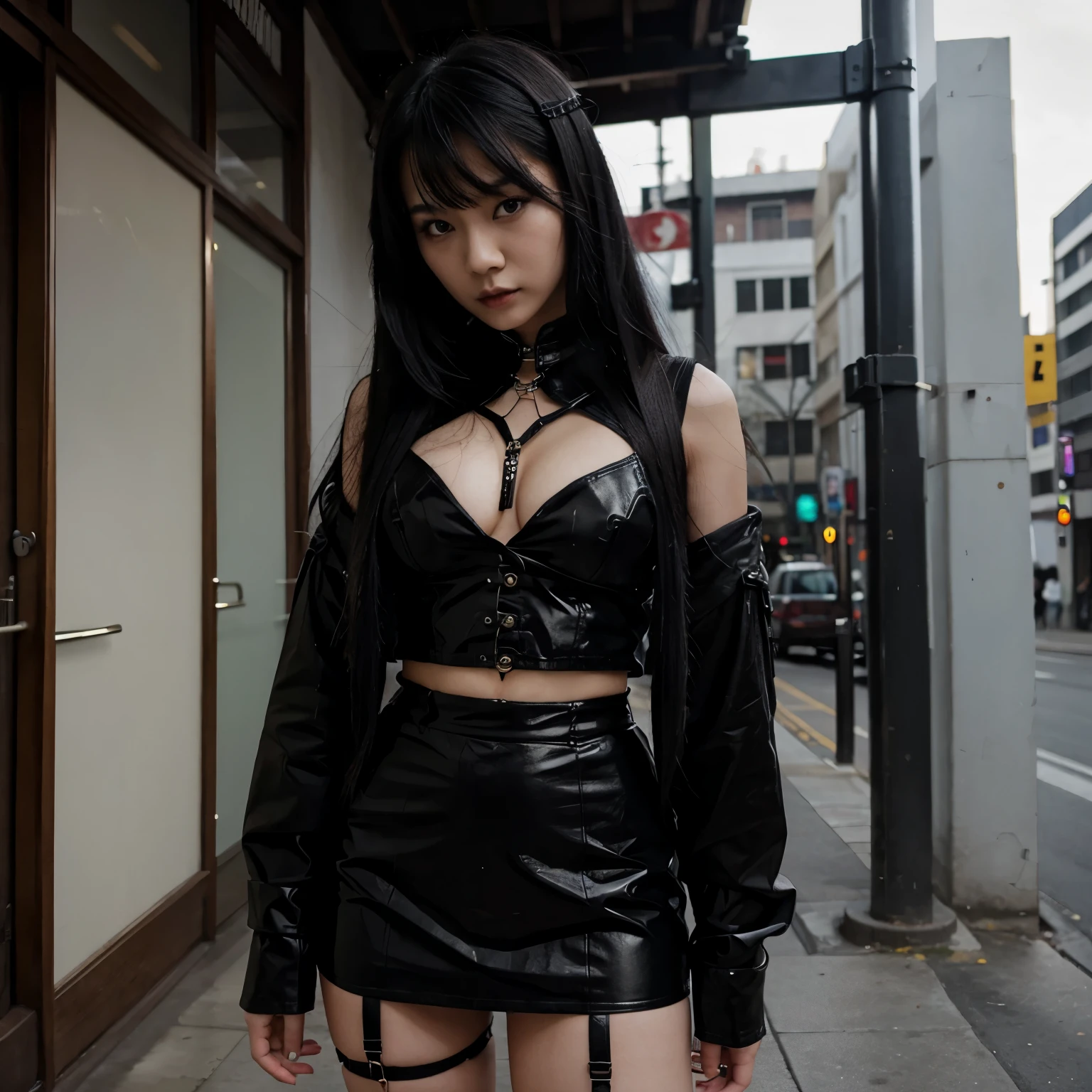 Asian girl in goth outfit