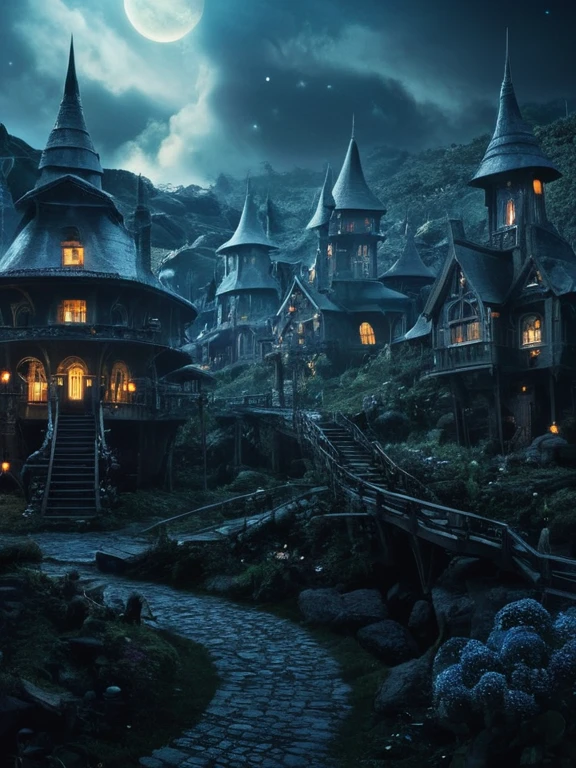dreamscape a Surreal dreamscape of a dark scifi fairy village, filled with Mysterious mystery amidst fantastical elements that captivate viewers in an enchanting manner.
Surreal, Mysterious, dream-like, Mysterious, Fantasy, Very detailed,
