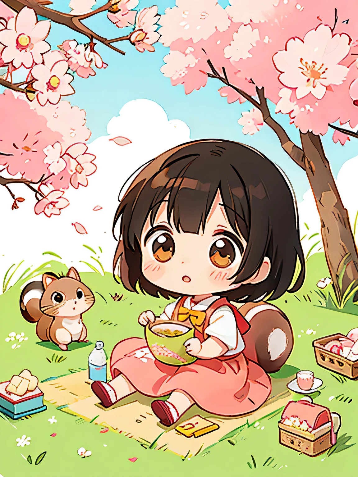 Momoko Sakura Style, Kawaii Design, Chibi Maruko-chan、Chibi, Baby Squirrel、picnic