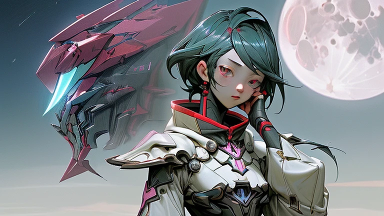 ((highest quality)), ((masterpiece)), Perfect Face。night。 Spotlight。Dark fantasy。moon。Humanoid Robot。Eureka Seven。Nirvash。