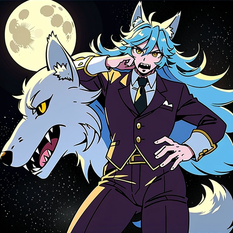 Barking at the moon,big space,Panties are flying,Wolf Man,Before transforming into a wolf,Handsome,Dandy