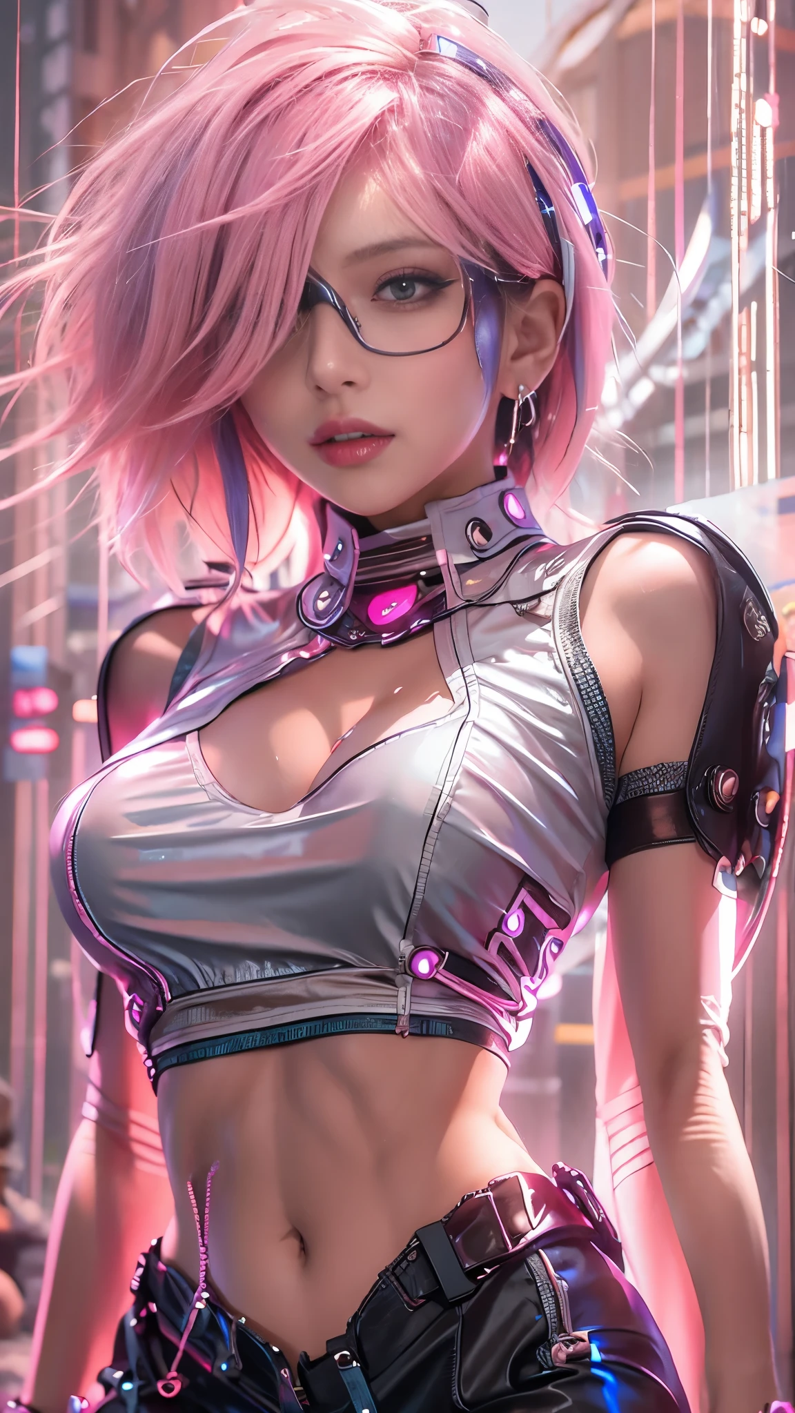 (Realistic:1.3, 16k, highest quality, masterpiece, Ultra-high resolution), ((rain, From below)), Perfect dynamic composition:1.2, (Modern futuristic city at night, Expressions of sadness:0.5, motorcycleを運転する:0.5), Highly detailed skin and facial textures:1.2, Young Japanese Woman, Incredibly slim body, Fair skin, Sexy beauty, Very beautiful face, beautifully、aesthetic, (Pink tight skirt, Wear cyberpunk clothes), (Shapely breasts, Chest gap), (Big eyes that exude beautiful eroticism, Lips that exude beautiful eroticism), necklace, Earrings, bracelet, wedding ring, Shoulder bag, clock, sunglasses, motorcycle, Cowboy Shot