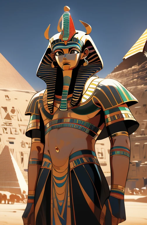 (((Egyptian god))) best quality, ultra-high resolution, CG detalhado 4K, piece of master,Seth,Deus do Caos, Egyptian mythology,expression of evil,egyptian clothes, deserto,((brother of Osiris) ) , esthetic, Beautiful image, centralizado na tela, oasis in the background