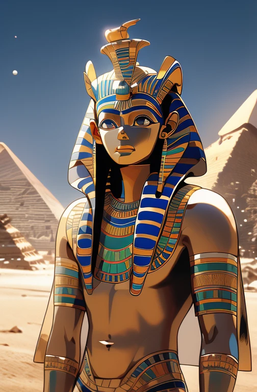(((Egyptian god))) melhor qualidade, ultra-high resolution, CG detalhado 4K, piece of master,Sete,Deus do Caos, Egyptian mythology,expression of evil,egyptian clothes, deserto,((brother of Osiris) ) , aesthetic, Imagem bonita, centralizado na tela, oasis in the background