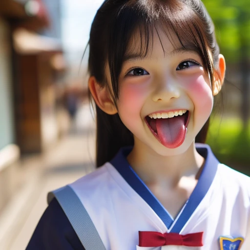 Japanese,,Summer Sailor Uniform,Look Up,Looking up,Cross-eyed,Cross-eyed,Open your mouth wide,Sticking out tongue,Showing tongue,cute,Face close-up,Bun Hair