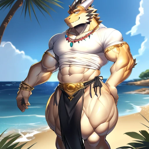 hi res,(((dragon))), ((( ))), anthro, , , ((((long loincloth)))), ((((lingerie bikini, s\ex\y bikini, side-tie panties, tiny black thong)))), (((( male, muscular male, anthro, slim, skinny, )))), male, , anthro, , slim, Skinny, tail, adults, mature, (((male))), (((((((((solo))))))))) outside, plant, standing, sea, tree, (water), detailed background,by milkytiger1145,by takemoto arashi,by null-ghost, cold atmosphere, open smile, soft  blush, , ((((((((wearing white tshirts)))))))), (((((((((muscular thighs, thick thighs, wide hips))))))))), (((((golden accessory, loincloth accessory, loincloth jewelry, jewels and ornaments for loincloth, s\ex\y loincloth, belly dancer outfit, long pelvic curtain, narrow loincloth)))))