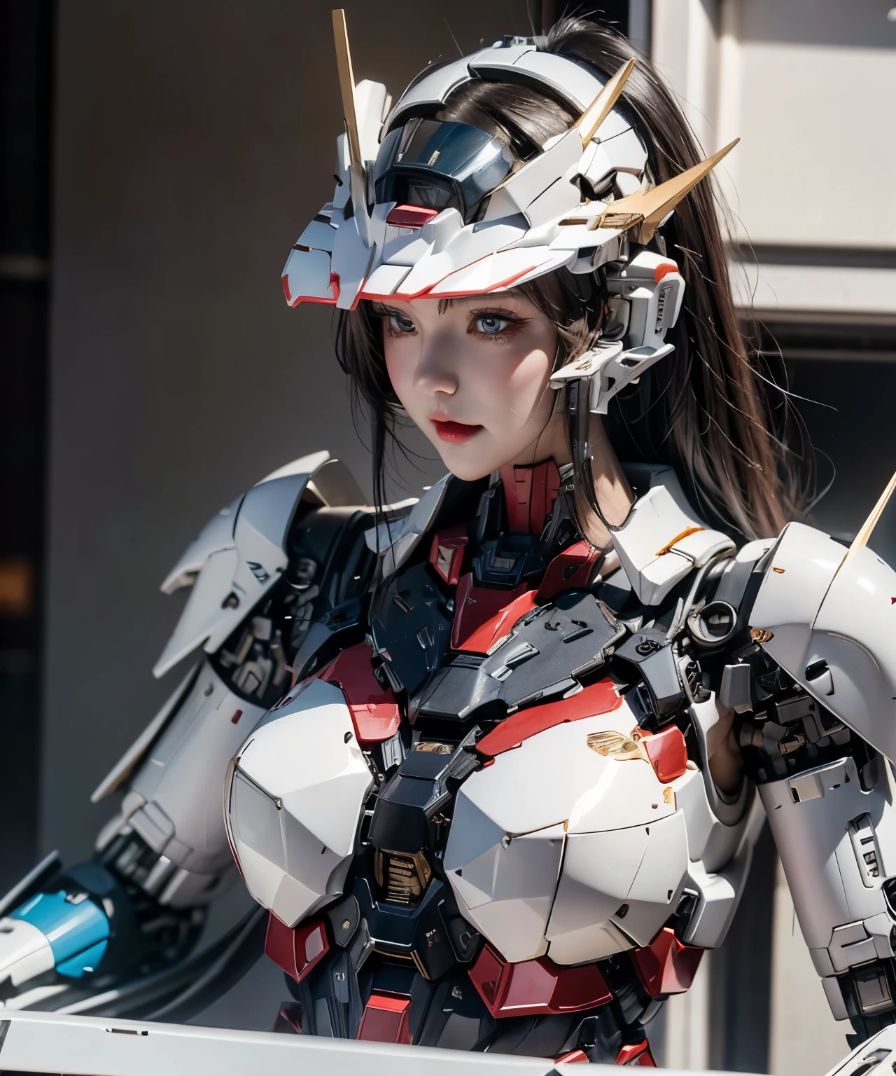 Textured skin, Super Detail, Attention to detail, high quality, 最high quality, High resolution, 1080p, hard disk, beautiful,(Gundam),beautifulサイボーグ女性,Mecha Cyborg Girl,battle mode,Girl with a mechanical body,She wears a futuristic Gundam mecha,Full Body Shot