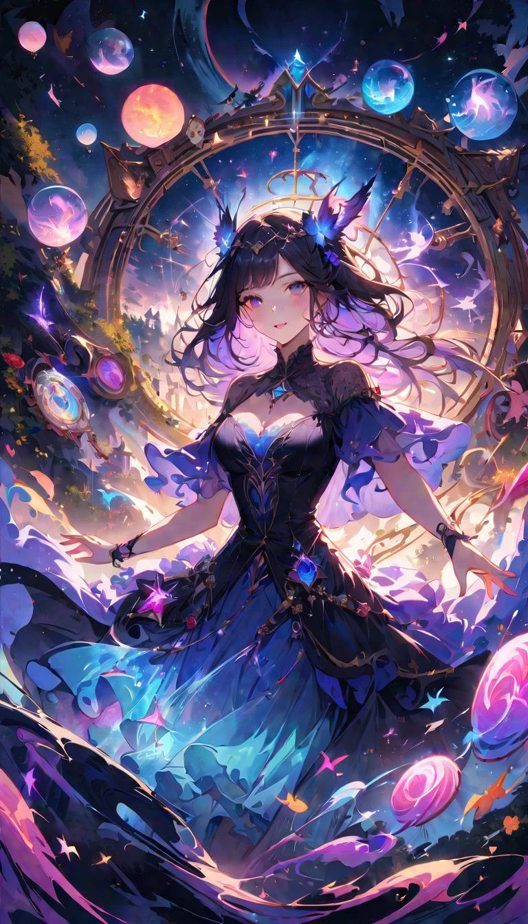 transparent,amazing,半transparent,Luminescence的,Ethereal,spooky,Luminescence,charming,Enchanting,The beauty of illusion,Celestial Phenomenon,Magical female magician floating on magic circle,Float gracefully,charming光环,Mysterious charm,charming外表,Astrology magic circle,Magic circle of zodiac,Divine Power,Cosmic Energy,Magical power,connect,Otherworldly scenes。
