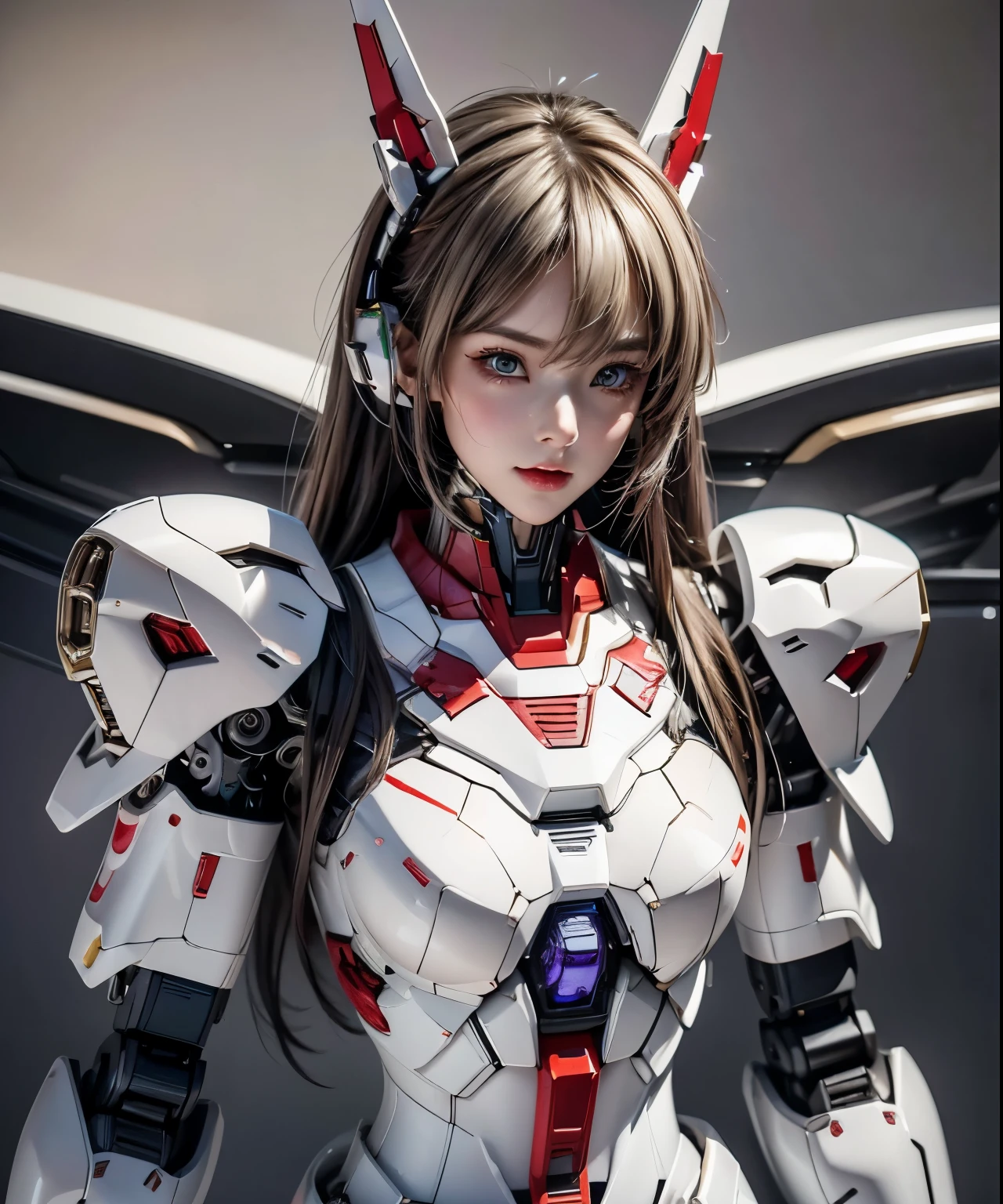 Textured skin, Super Detail, Attention to detail, high quality, 最high quality, High resolution, 1080p, hard disk, beautiful,(Gundam),beautifulサイボーグ女性,Mecha Cyborg Girl,battle mode,Girl with a mechanical body,She wears a futuristic Gundam mecha,Full Body Shot