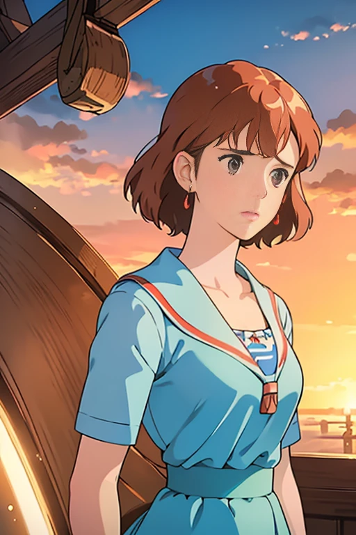 (masterpiece, highest quality, High resolution, Anime screenshots, Anime Color, 8k, Realistic), High School Girl Nausicaa, very cute, Sad expression, beautiful girl, clear, Baby Face, alone, Brown Hair, short hair, Red Gem Earrings, Loneliness, Secret Feelings, Moist eyes, (Looking at the audience), Cleavage, (High School Girl Uniform, mini skirt), Perfect beauty, Luxury hotel suites, (Perfectly detailed anatomy, Beautiful and elaborate face&eye:1.5, Shiny skin, Perfect body)、White underwear、I want to see the whole body