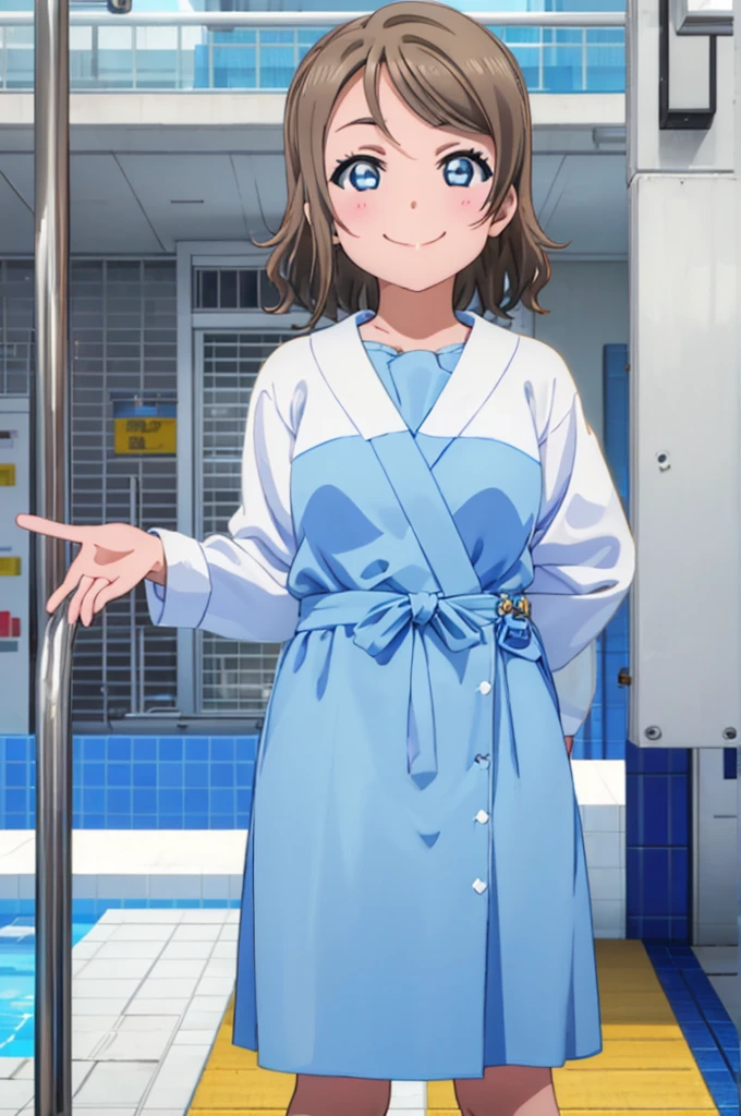 (((pixel-perfect, detail-perfect))), solo, 1girl, you watanabe, smile, pool