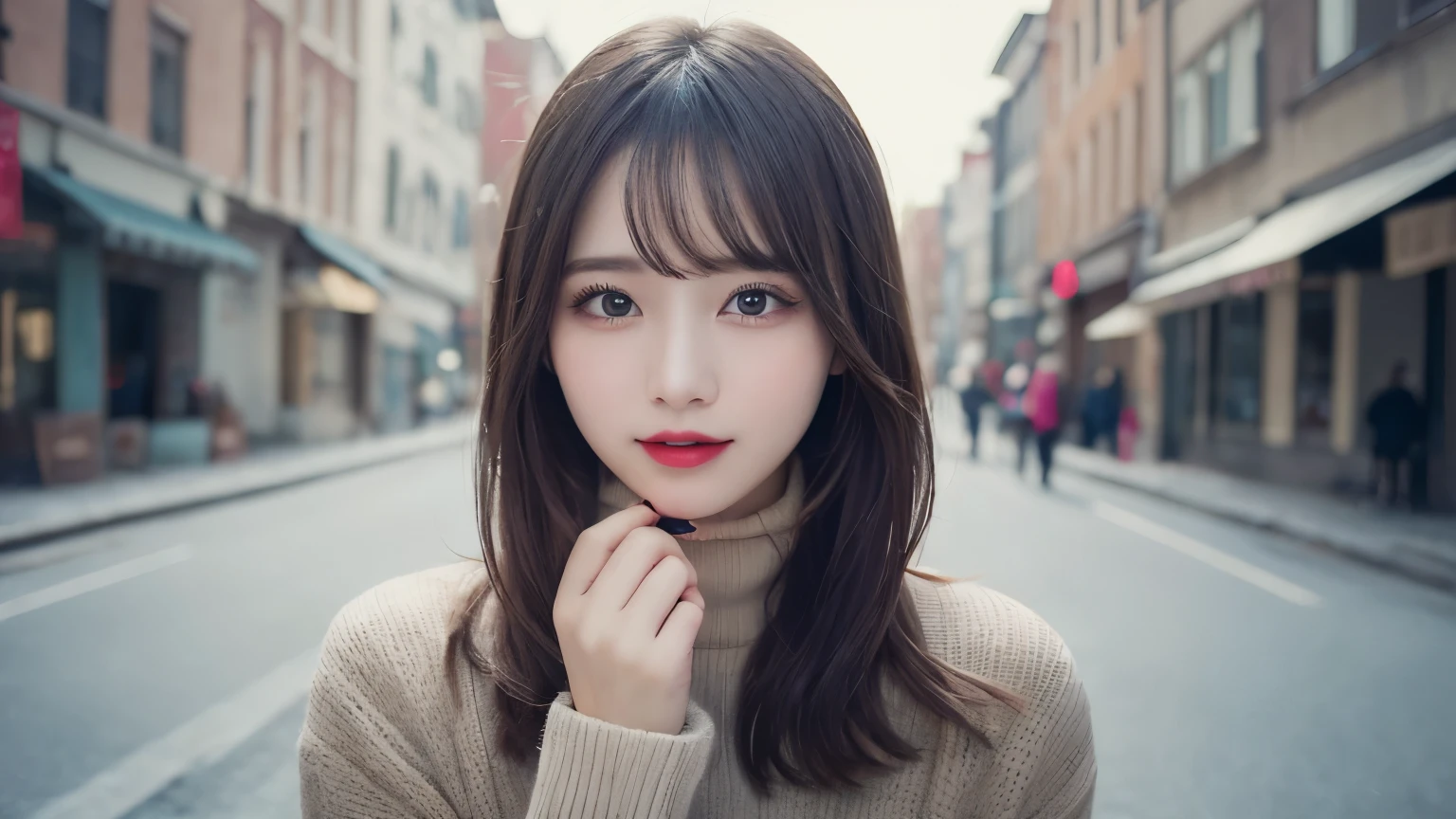 On the table, best quality, illustration, Super detailed, Fine details, high resolution, 8k wallpaper, Perfect dynamic composition, Beautiful and delicate eyes, Winter clothes,Medium Length Hair,,Natural lipstick, Home、20 year old girl、Lovely、Show your sexiness to the camera,Ecstatic expression,Blurred Background