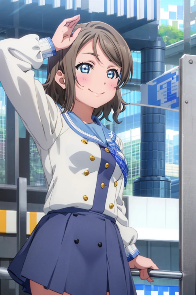(((pixel-perfect, detail-perfect))), solo, 1girl, you watanabe, smile, spiring hot