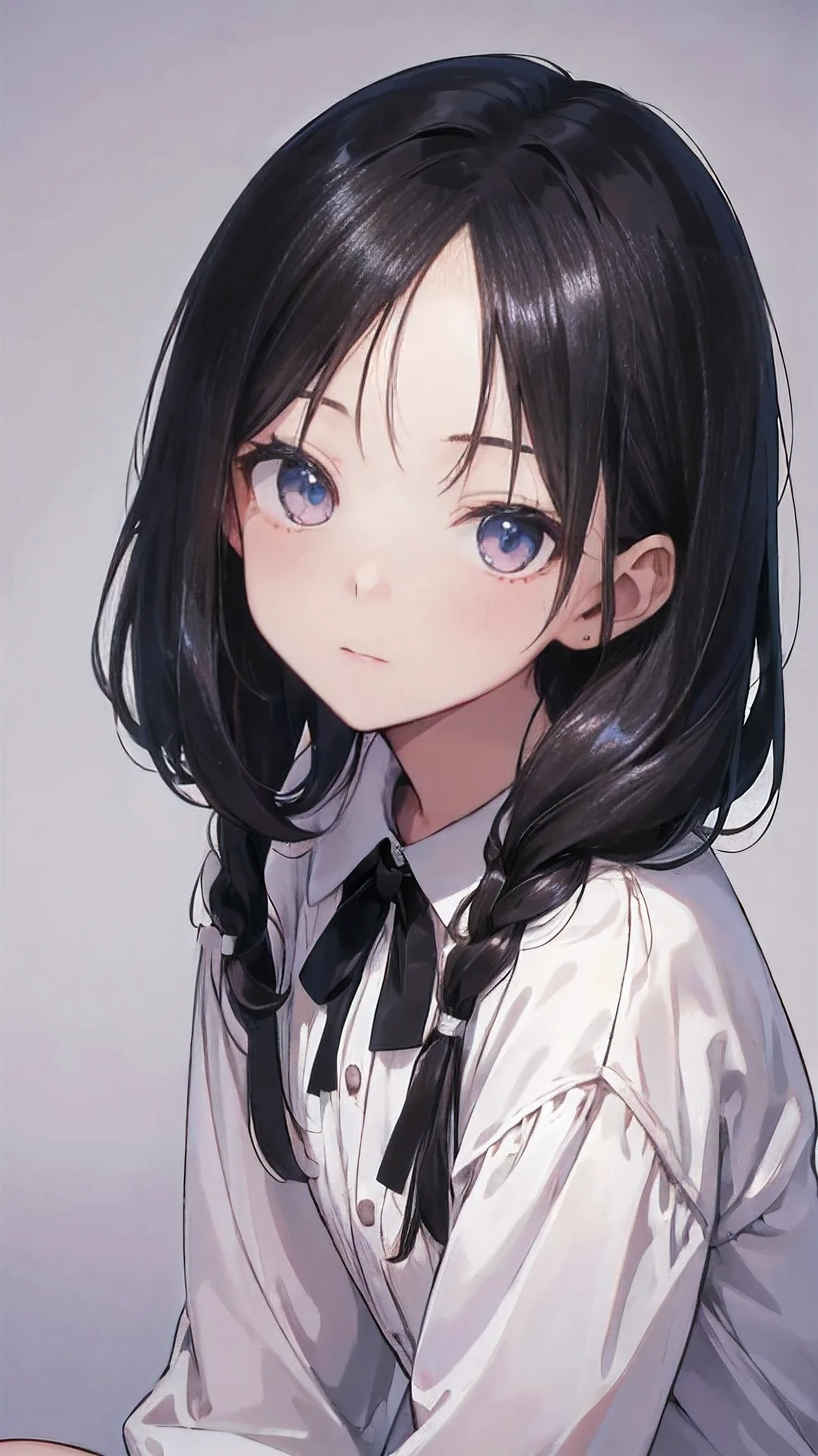 Masterpiece、Highest quality、highest quality、Black Hair、(((Lori)))、((((Petite))))、Shiny hair quality、Small face、Sitting、Super detailed, beautiful, wide eyes、Ultra-detailed, clear and beautiful faces、(cute illustration:1.2), High-resolution, ultra-detailed, best quality, embarrassed