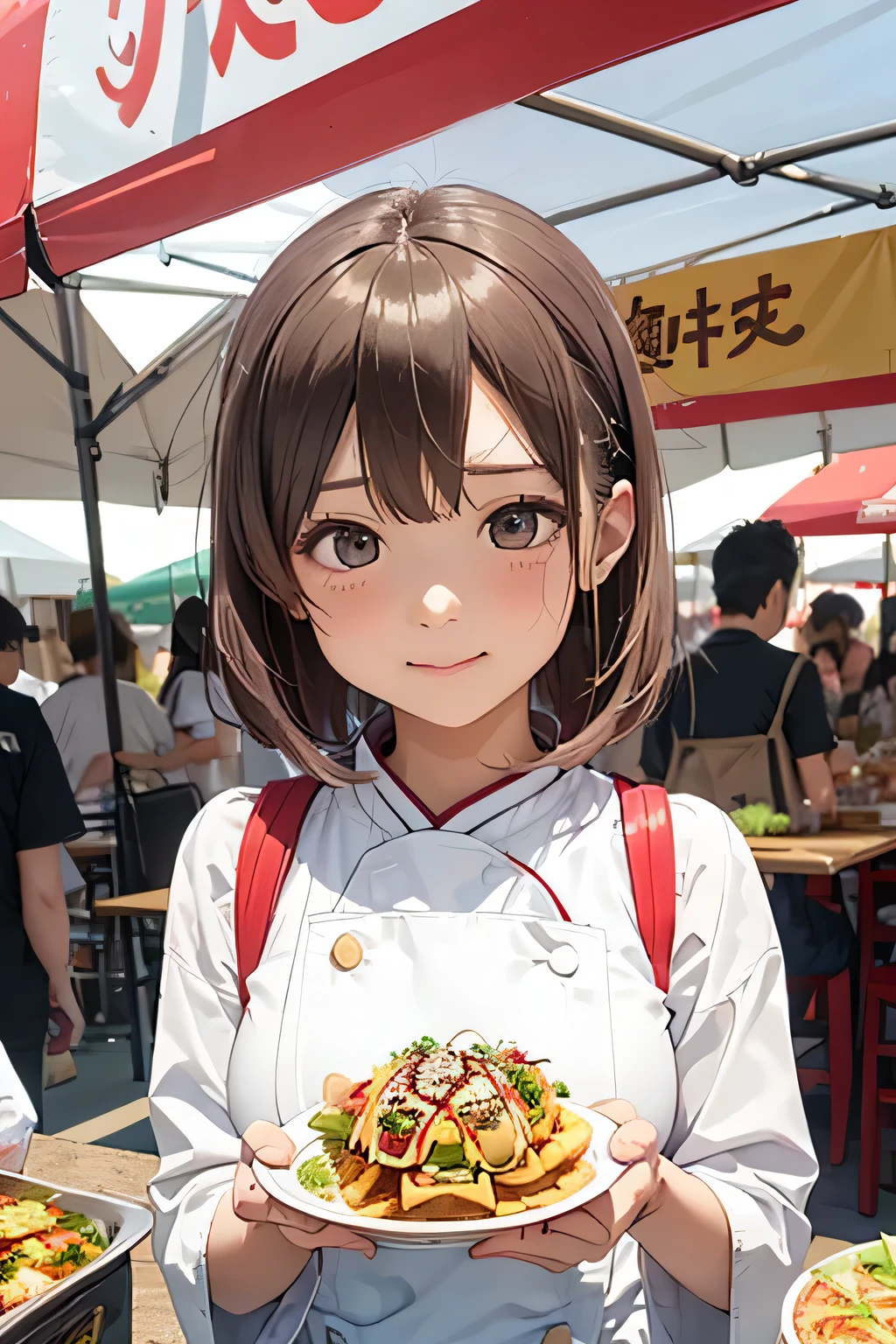 highest quality、High resolution、Detailed Background、(Beautiful face in every detail:1.4)、Anatomically correct、(Draw the usual number of fingers:1.2)、(Detailed facial expressions)、(Detailed eyes:1.2)、(Detailed eyes:1.2)、Beautiful, smooth skin、age beauty、(Three Women)、(Huge breasts:1.2)、(Highly detailed face:1.4)、Cute color hair color、Bobcut、Braided long hair、Wavy Hairstyle、well-groomed eyebrows、Perfect body line、Sailor suit、White sailor collar、Checkered pleated skirt、White knee-high socks、In a joking manner、Food Festivals、Cowboy Shot、
(Three beautiful girls enjoying Food Festivals:1.5)、
Food festivals are often held in parks, event spaces, outdoor venues, and other locations that require a lot of space.、Sometimes it is held in urban areas or tourist spots.、
Popular local restaurants, famous restaurants, food trucks, etc.々Many restaurants will participate、
Gourmet bloggers and chefs gather here, so you can enjoy a wide variety of cuisine.、
A variety of dishes are offered、Okonomiyaki、waffle、Ice cream and other products from Japan and overseas々You can enjoy a wide variety of cuisines、
Food Festivals are popular events and are expected to be crowded.