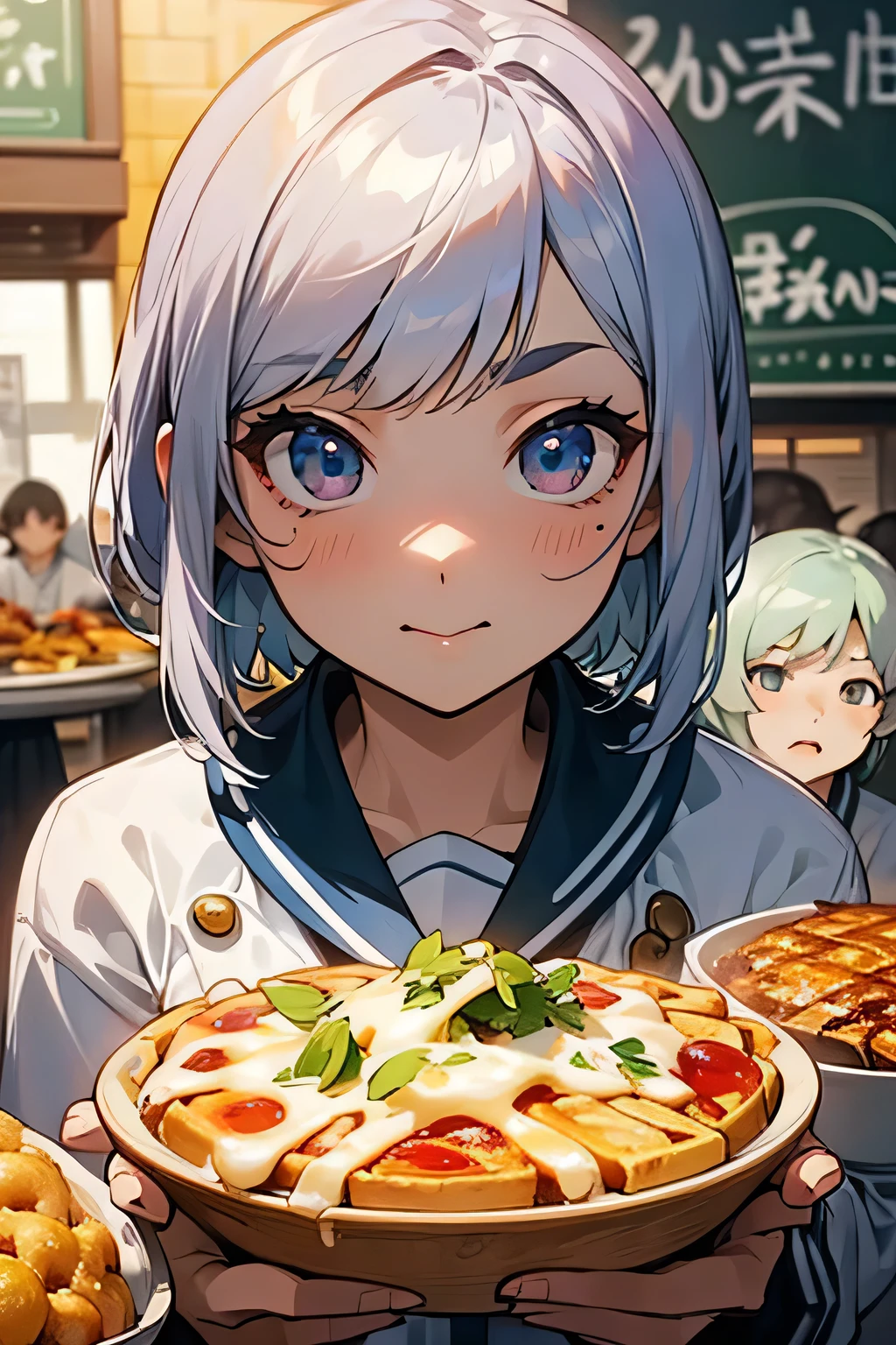 highest quality、High resolution、Detailed Background、(Beautiful face in every detail:1.4)、Anatomically correct、(Draw the usual number of fingers:1.2)、(Detailed facial expressions)、(Detailed eyes:1.2)、(Detailed eyes:1.2)、Beautiful, smooth skin、Teenage beauty、(Three Women)、(Huge breasts:1.2)、(Highly detailed face:1.4)、Cute color hair color、Bobcut、Braided long hair、Wavy Hairstyle、well-groomed eyebrows、Perfect body line、Sailor suit、White sailor collar、Checkered pleated skirt、White knee-high socks、In a joking manner、Food Festivals、Cowboy Shot、

(Three beautiful girls enjoying Food Festivals:1.5)、

Food festivals are often held in parks, event spaces, outdoor venues, and other locations that require a lot of space.、Sometimes it is held in urban areas or tourist spots.、

Popular local restaurants, famous restaurants, food trucks, etc.々Many restaurants will participate、
Gourmet bloggers and chefs gather here, so you can enjoy a wide variety of cuisine.、

A variety of dishes are offered、Burgers and pizza、Taco、curry、fried chicken、Okonomiyaki、waffle、Ice cream and other products from Japan and overseas々You can enjoy a wide variety of cuisines、

Food Festivals are popular events and are expected to be crowded.