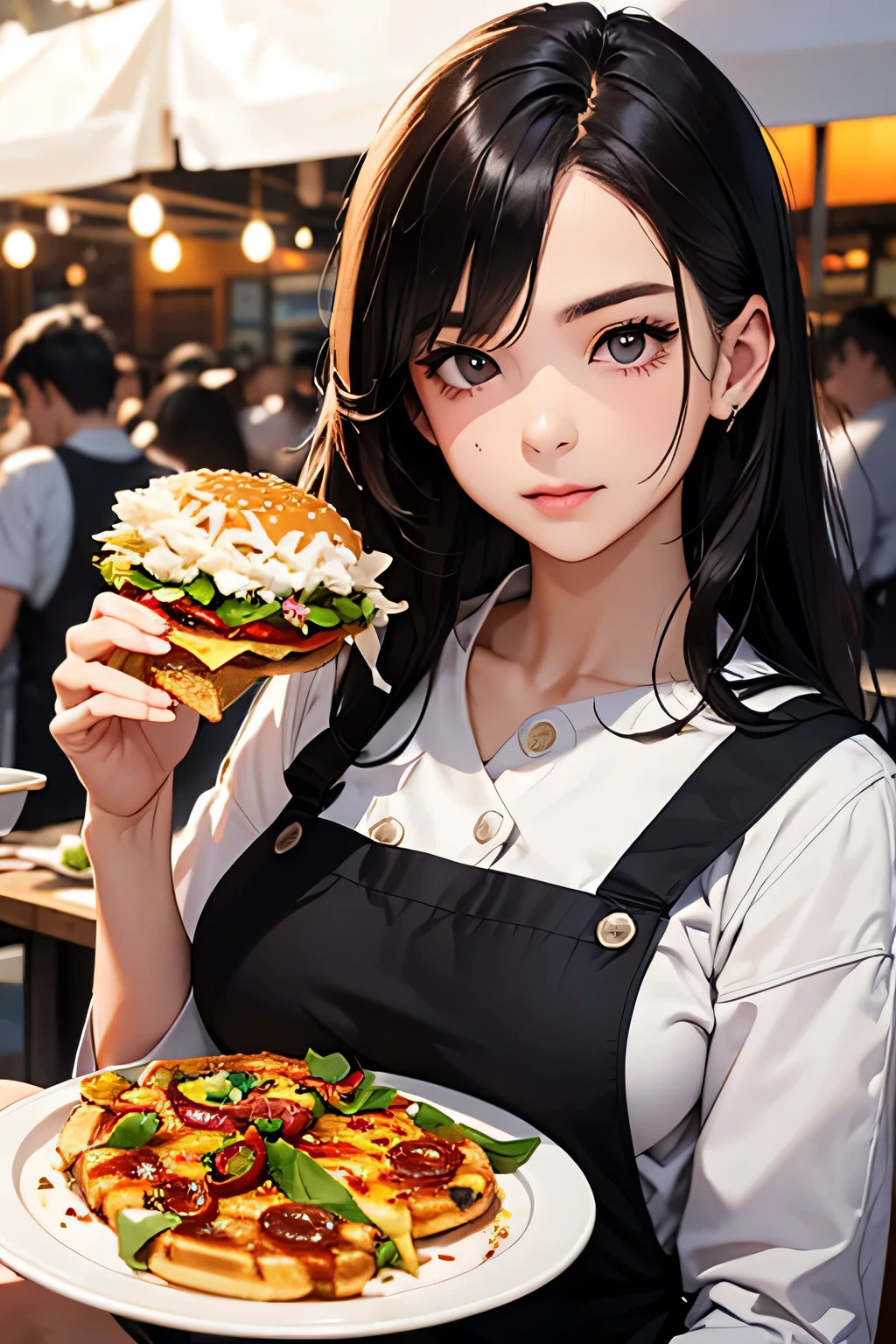 highest quality、High resolution、Detailed Background、(Beautiful face in every detail:1.4)、Anatomically correct、(Draw the usual number of fingers:1.2)、(Detailed facial expressions)、(Detailed eyes:1.2)、(Detailed eyes:1.2)、Beautiful, smooth skin、Teenage beauty、(Three Women)、(Huge breasts:1.2)、(Highly detailed face:1.4)、Cute color hair color、Bobcut、Braided long hair、Wavy Hairstyle、well-groomed eyebrows、Perfect body line、Sailor suit、White sailor collar、Checkered pleated skirt、White knee-high socks、In a joking manner、Food Festivals、Cowboy Shot、

(Three beautiful girls enjoying Food Festivals:1.5)、

Food festivals are often held in parks, event spaces, outdoor venues, and other locations that require a lot of space.、Sometimes it is held in urban areas or tourist spots.、

Popular local restaurants, famous restaurants, food trucks, etc.々Many restaurants will participate、
Gourmet bloggers and chefs gather here, so you can enjoy a wide variety of cuisine.、

A variety of dishes are offered、Burgers and pizza、Taco、curry、fried chicken、Okonomiyaki、waffle、Ice cream and other products from Japan and overseas々You can enjoy a wide variety of cuisines、

Food Festivals are popular events and are expected to be crowded.