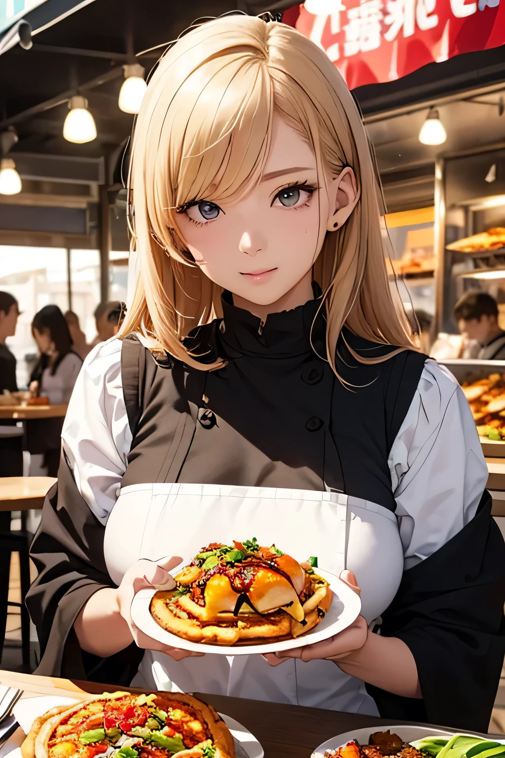 highest quality、High resolution、Detailed Background、(Beautiful face in every detail:1.4)、Anatomically correct、(Draw the usual number of fingers:1.2)、(Detailed facial expressions)、(Detailed eyes:1.2)、(Detailed eyes:1.2)、Beautiful, smooth skin、Teenage beauty、(Three Women)、(Huge breasts:1.2)、(Highly detailed face:1.4)、Cute color hair color、Bobcut、Braided long hair、Wavy Hairstyle、well-groomed eyebrows、Perfect body line、Sailor suit、White sailor collar、Checkered pleated skirt、White knee-high socks、In a joking manner、Food Festivals、Cowboy Shot、

(Two beautiful girls enjoying Food Festivals:1.5)、

Food festivals are often held in parks, event spaces, outdoor venues, and other locations that require a lot of space.、Sometimes it is held in urban areas or tourist spots.、

Popular local restaurants, famous restaurants, food trucks, etc.々Many restaurants will participate、
Gourmet bloggers and chefs gather here, so you can enjoy a wide variety of cuisine.、

A variety of dishes are offered、Burgers and pizza、Taco、curry、fried chicken、Okonomiyaki、waffle、Ice cream and other products from Japan and overseas々You can enjoy a wide variety of cuisines、

Food Festivals are popular events and are expected to be crowded.