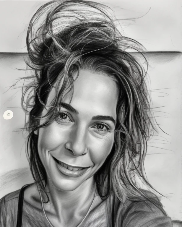 drawing with charcoal pencils, 4k, drawing of a woman with a big smile on her face, cartoon!!!, self - portrait!!!!, artist sketch, inspired by Nil Gleyen, portrait!!!!!!, ( (portrait)), art, charcoal portrait, pencil and charcoal, realistic sketch, art sketch, Art admirer, charcoal sketch, portrait, A pencil drawing, by Géza Udvary