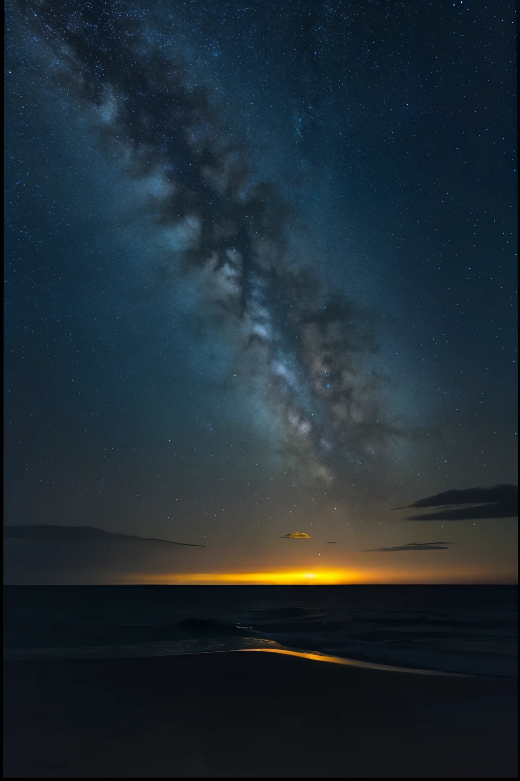 ((highest quality)), ((masterpiece)), (Cinematic aesthetics:1.4) A bright photo of the night sky with clearly visible stars　A fantastic atmosphere　
