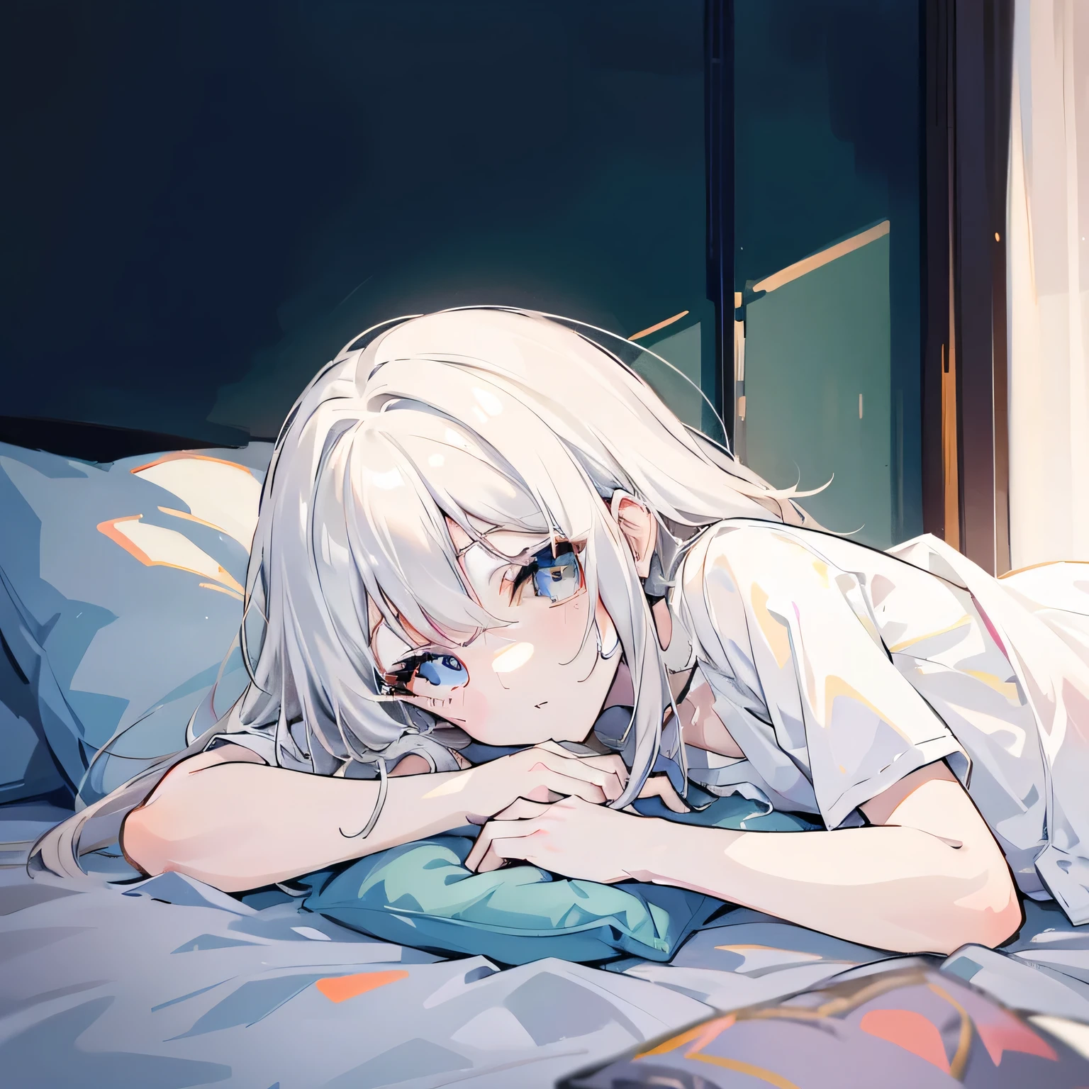 Anime girl lying on bed with phone in hand, a cute anime girl, anime visual of cute girl, little curve loli, (anime girl), cute kawaii girl, young anime girl, cute anime girl portrait, anime girl, anime lover, beautiful anime girl, cute anime style