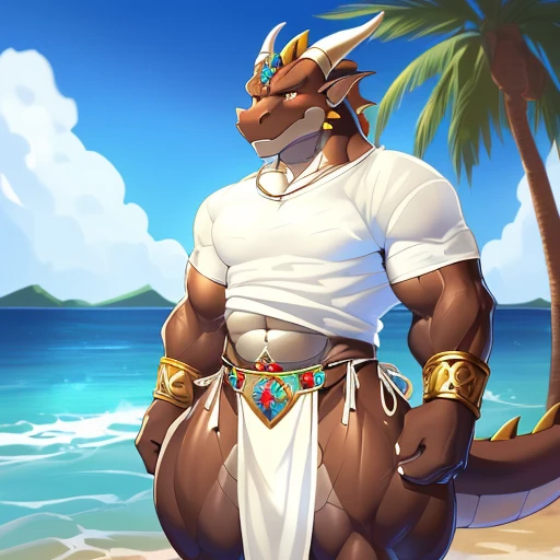 hi res,(((dragon))), (((  ))), anthro, , , ((((long loincloth)))), ((((lingerie bikini, s\ex\y bikini, side-tie panties, tiny black thong)))), (((( male,  , anthro, slim, skinny, )))), male, , anthro, , slim, Skinny, tail, adults, mature, (((male))), (((((((((solo))))))))) outside, plant, standing, sea, tree, (water), detailed background,by milkytiger1145,by takemoto arashi,by null-ghost, cold atmosphere, open smile, soft  blush, , (((((((((((wearing white tshirts))))))))))), (((((((((muscular thighs, thick thighs, wide hips))))))))), (((((golden accessory, loincloth accessory, loincloth jewelry, jewels and ornaments for loincloth, s\ex\y loincloth, belly dancer outfit, long pelvic curtain, narrow loincloth)))))