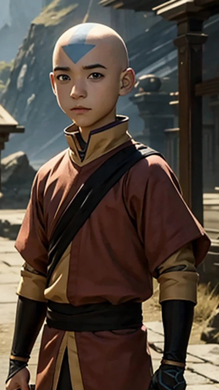 masterpiece, best quality, game cg, 1boy, solo, male focus, looking at viewer, , , anime coloring, , aang_avatar, bald, black eyes, , ,