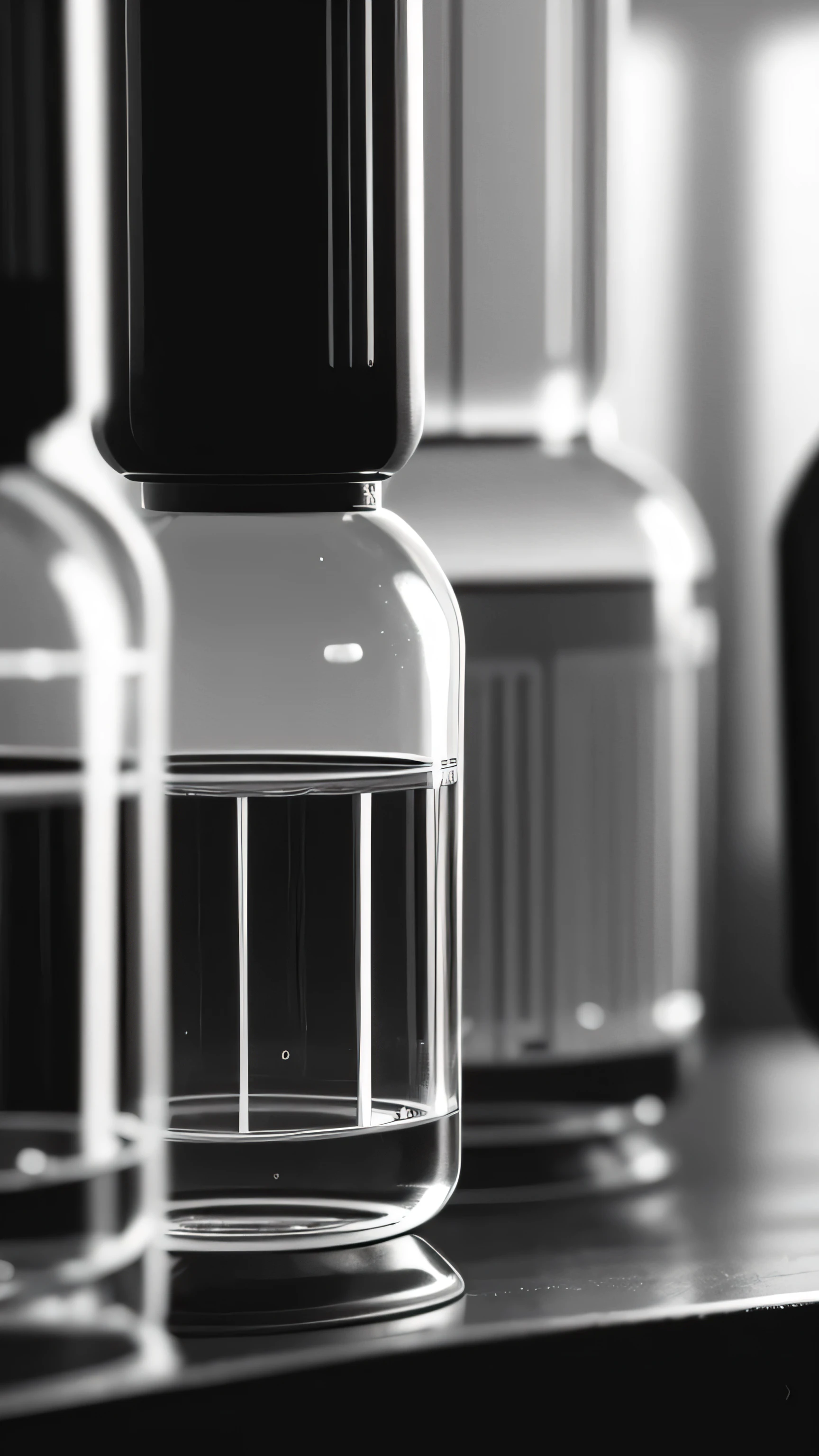 old biology laboratory, close up, blur, black white photo, 8k