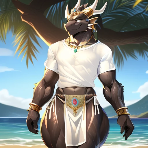 hi res,(((dragon))), ( ), anthro, , , ((((long loincloth)))), ((((lingerie bikini, s\ex\y bikini, side-tie panties, tiny black thong)))), (((( male, , anthro, slim, skinny, )))), male, , anthro, , slim, Skinny, tail, adults, mature, (((male))), (((((((((solo))))))))) outside, plant, standing, sea, tree, (water), detailed background,by milkytiger1145,by takemoto arashi,by null-ghost, cold atmosphere, open smile, soft blush, , (((((((((((wearing white tshirts))))))))))), (((((((((muscular thighs, thick thighs, wide hips))))))))), (((((golden accessory, loincloth accessory, loincloth jewelry, jewels and ornaments for loincloth, s\ex\y loincloth, belly dancer outfit, long pelvic curtain, narrow loincloth)))))