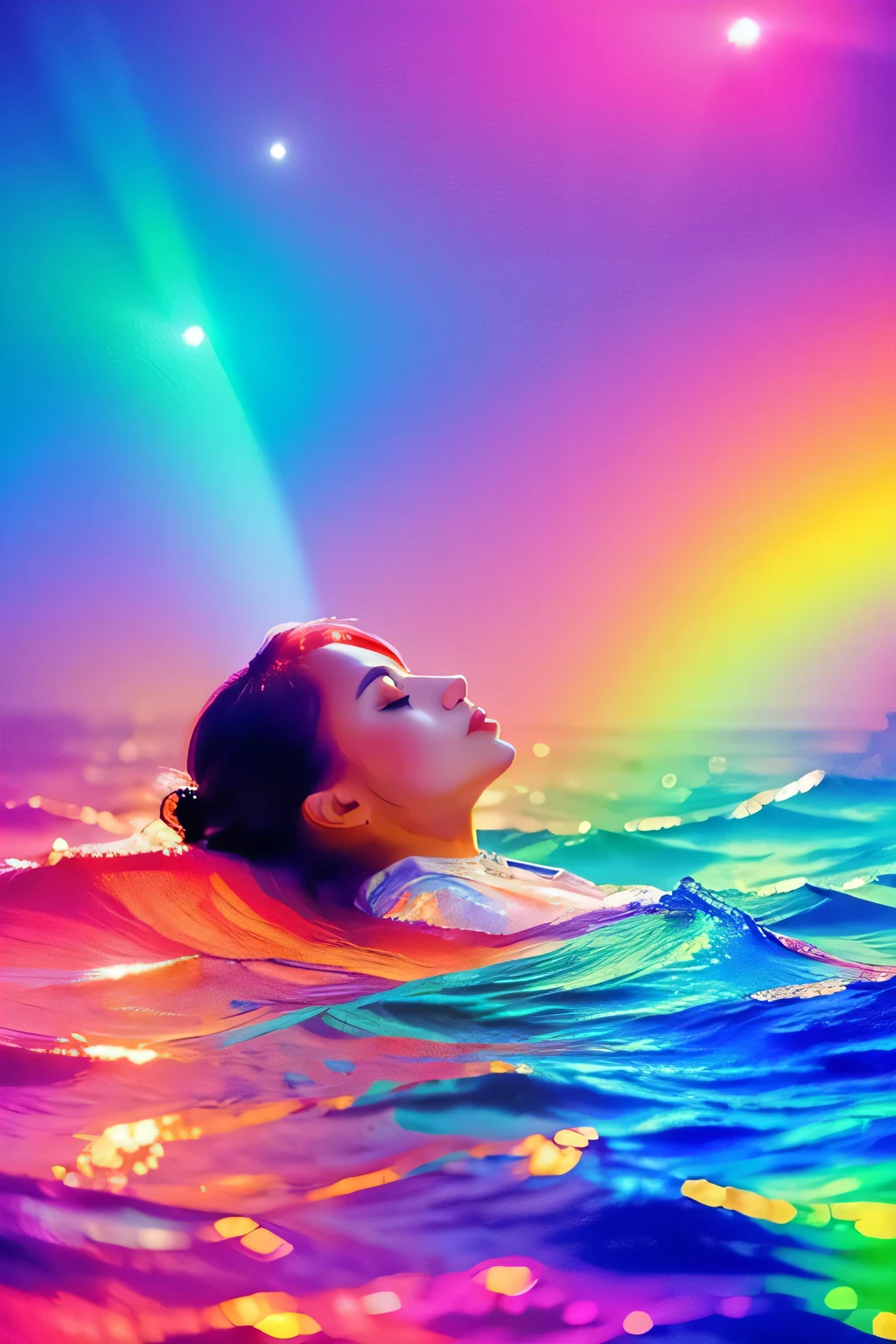 (colorful:1.3),(masterpiece, top quality, best quality, official art, beautiful and aesthetic:1.2), (gradient light:1.5), looking at viewer,(1girl:1.2)colorful,highest detailed,solo,(floating colorful water:1.4)