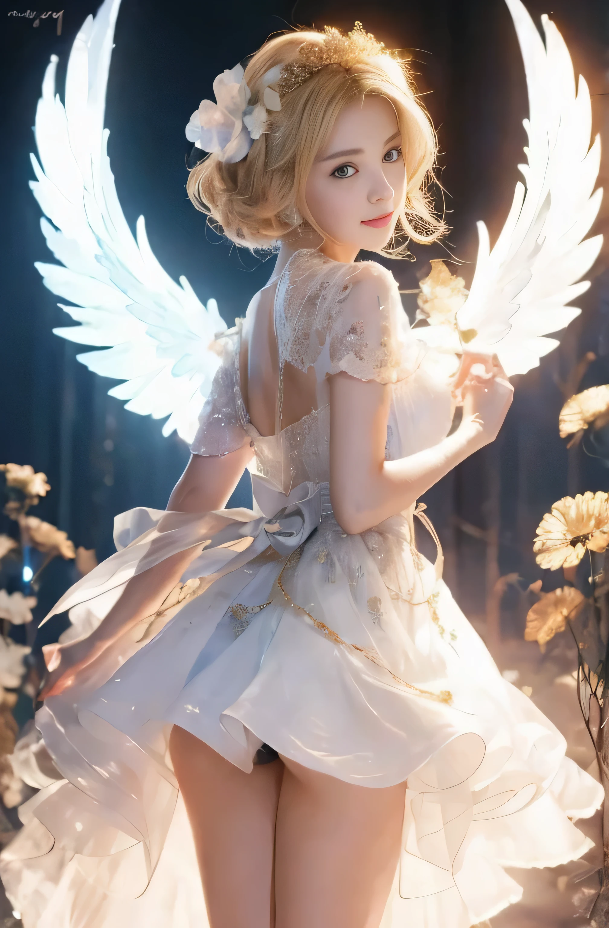 Greek warships、He has white angel wings on his back、8k、Real photo、Ultra-high resolution, Master Parts, highest quality, Ticker , Cinematic images,A lovely girl、Ann、、ann gross saxon、double eyelid、Droopy eyes、Very big eyes、eye shadow、 very detailed , blonde、Straight Short Hair、 Sweet expression 、smile、Attractive appearance、、Thin lips ,beautiful long nose、nose tip is small、Very beautiful woman、long supple legs、 Very sharp shadows , jewelry , sexy , Fine grain, Very difficult, Glowing Skin , perfect brilliant ann, Perfect Sentence, Dramatic Shadows ,White tiara on head、white dress with gold embroidery、